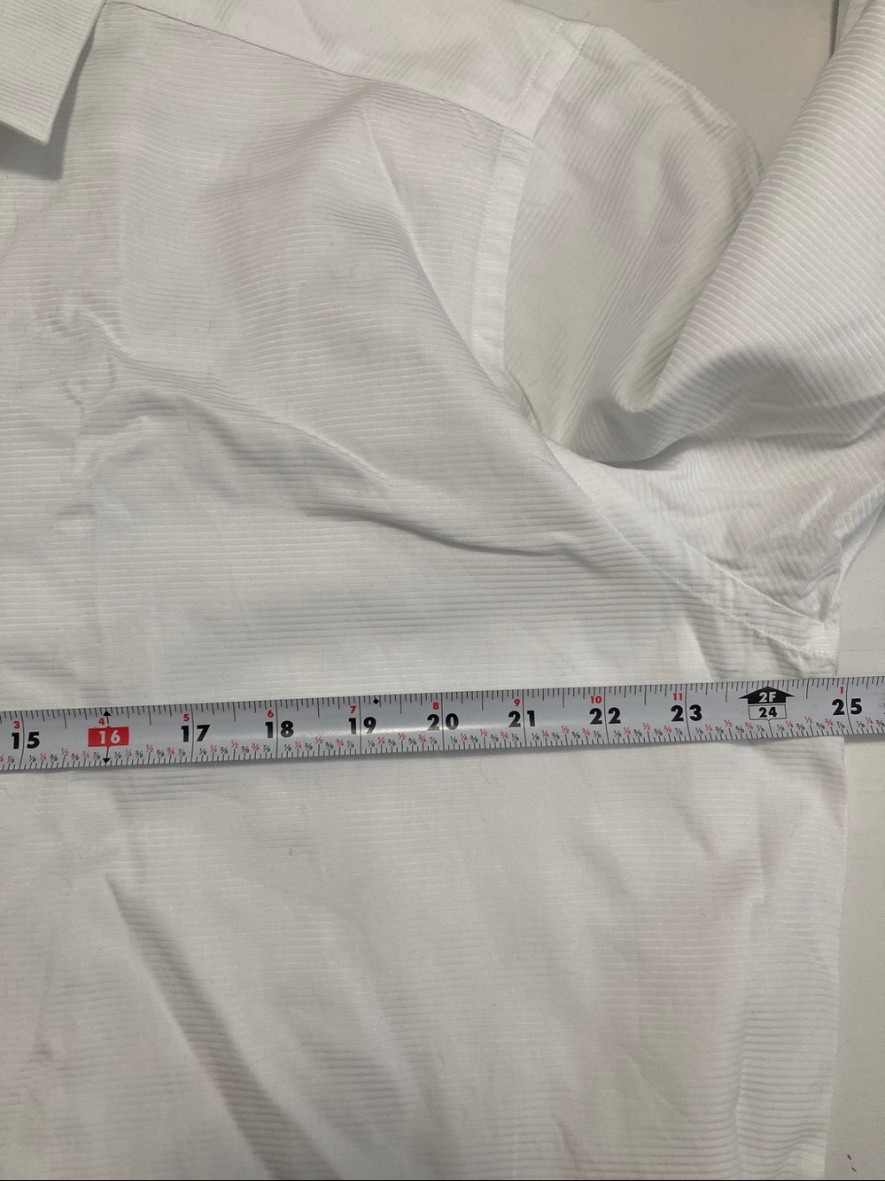 David Donahue Mens White Cotton Dress Shirt French Cuff  Horizontal Rib 17 34/35 - Picture 7 of 16